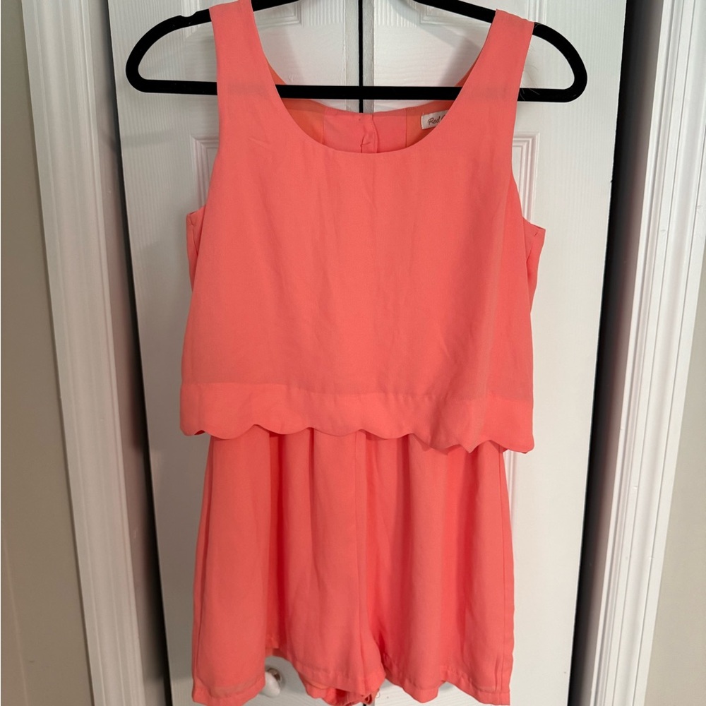 Women’s Coral Scallop-Hem Romper